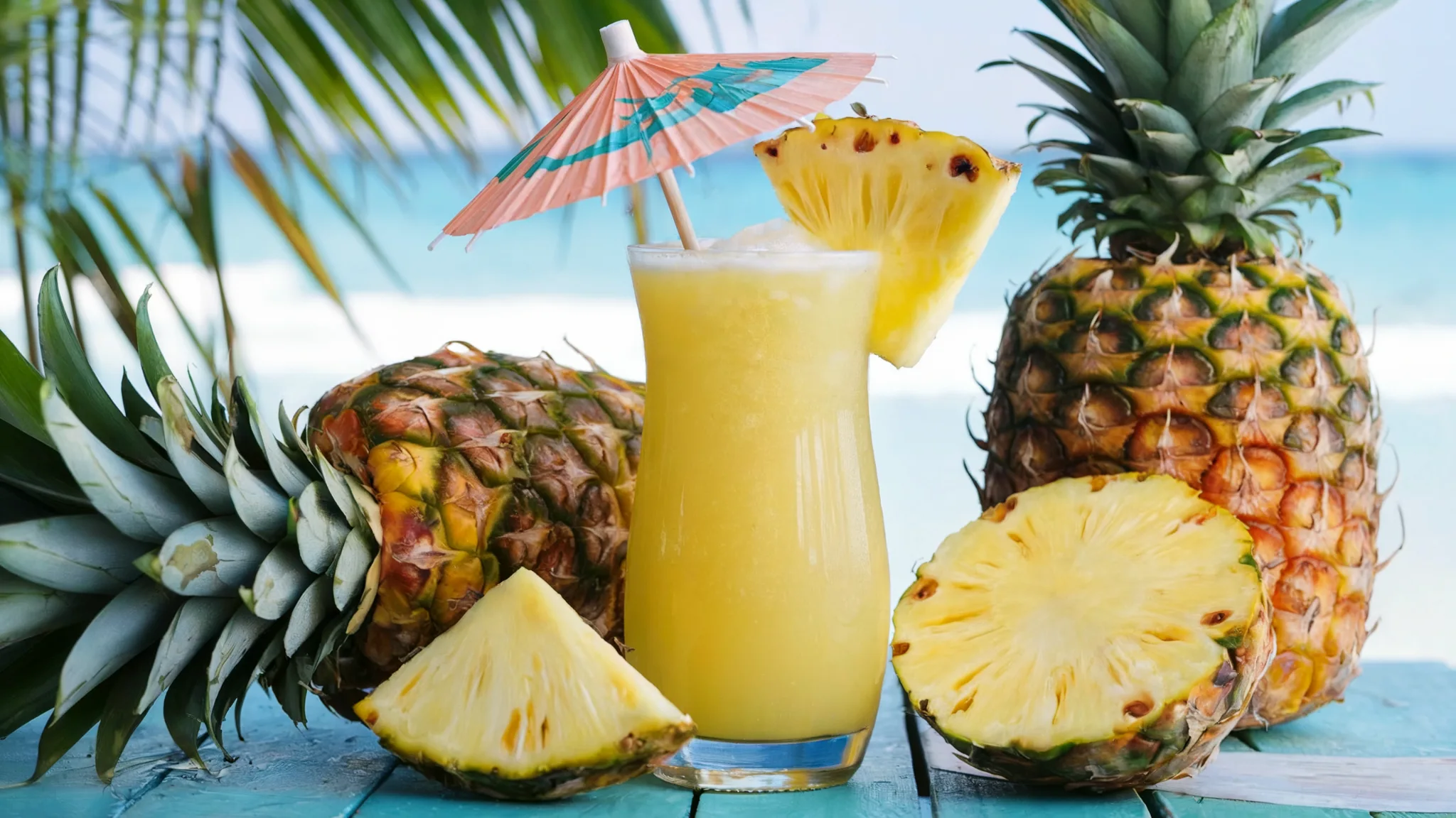 Refreshing pineapple mocktail with tropical garnishes, perfect for summer entertaining